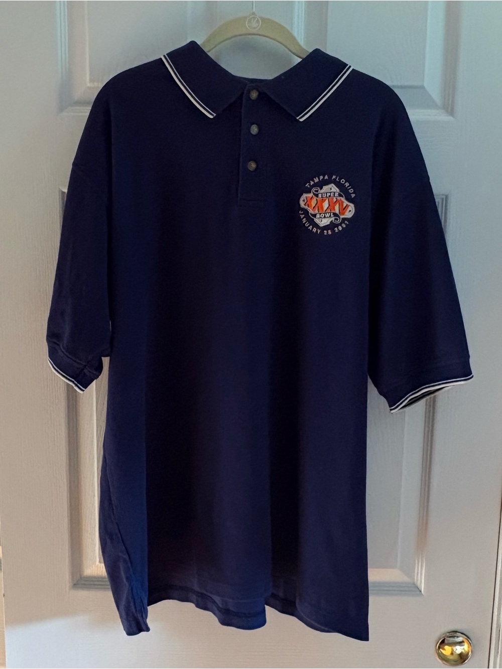 Lee Sport Men’s Super Bowl XXXV Polo Shirt Navy Blue Large